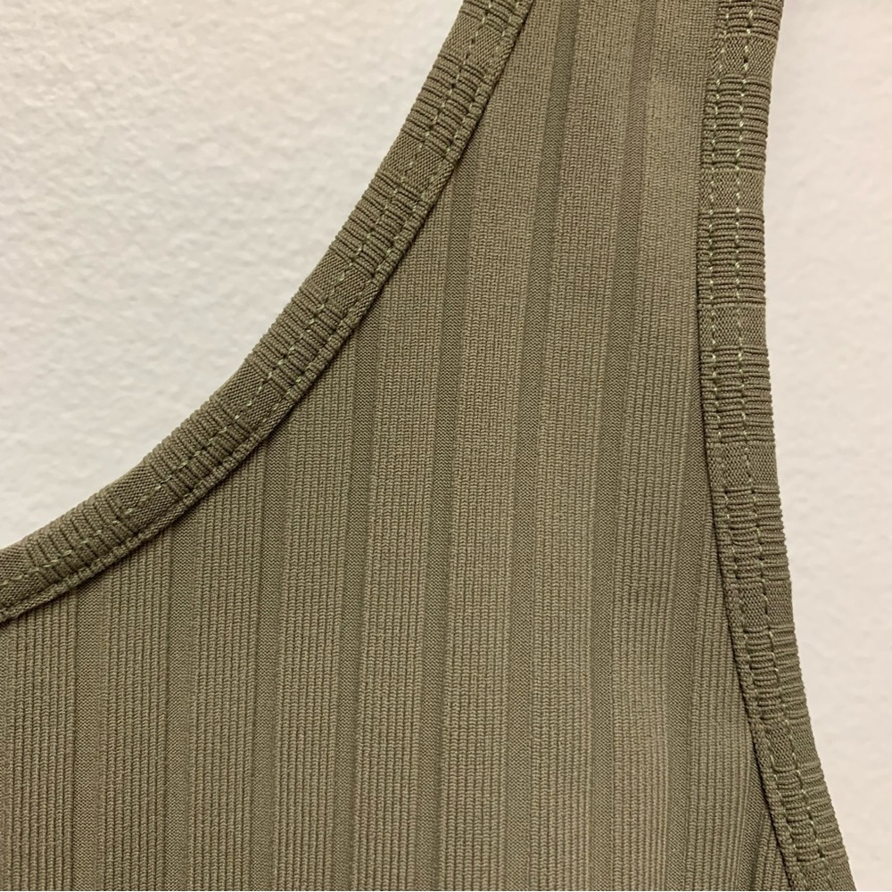 Mikoh Yumi Ribbed‎ One Piece Swimsuit/Bodysuit XS Olive Green Low Back Tank - Picture 7 of 11